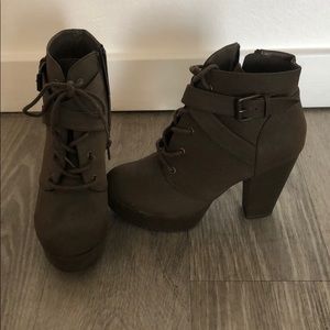 Dark olive booties